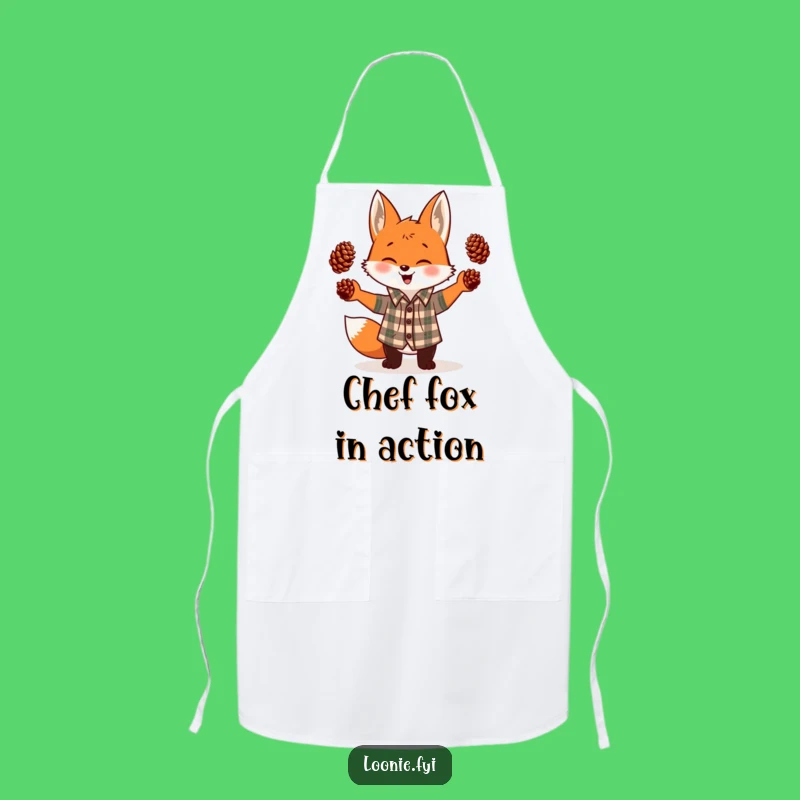 Funny Fox Juggling Pinecones Plaid Apron - Kitchen Humor Gift