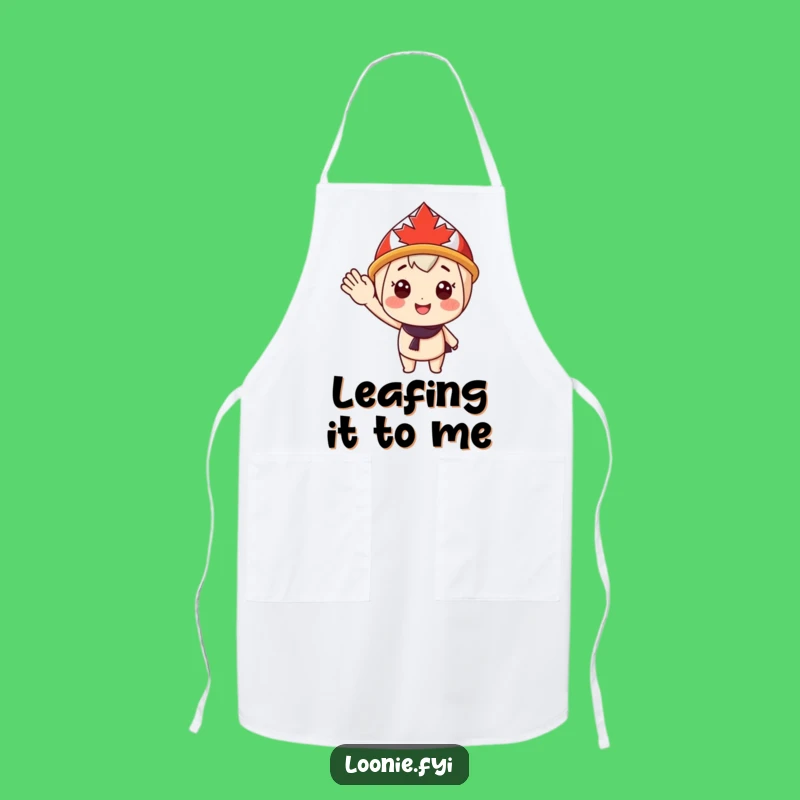 Funny Maple Leaf Wave Apron: Cheerful Host's Kitchen Greeting - Unique Cooking Gift