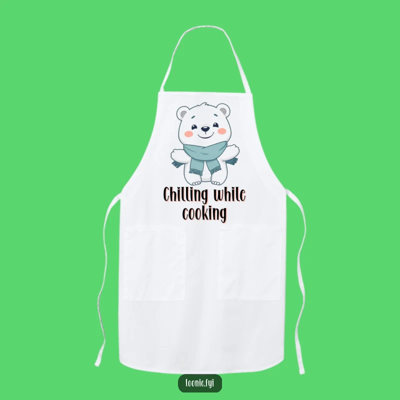 Funny Polar Bear Grinning Scarf Apron: Cook with Cool Cheer
