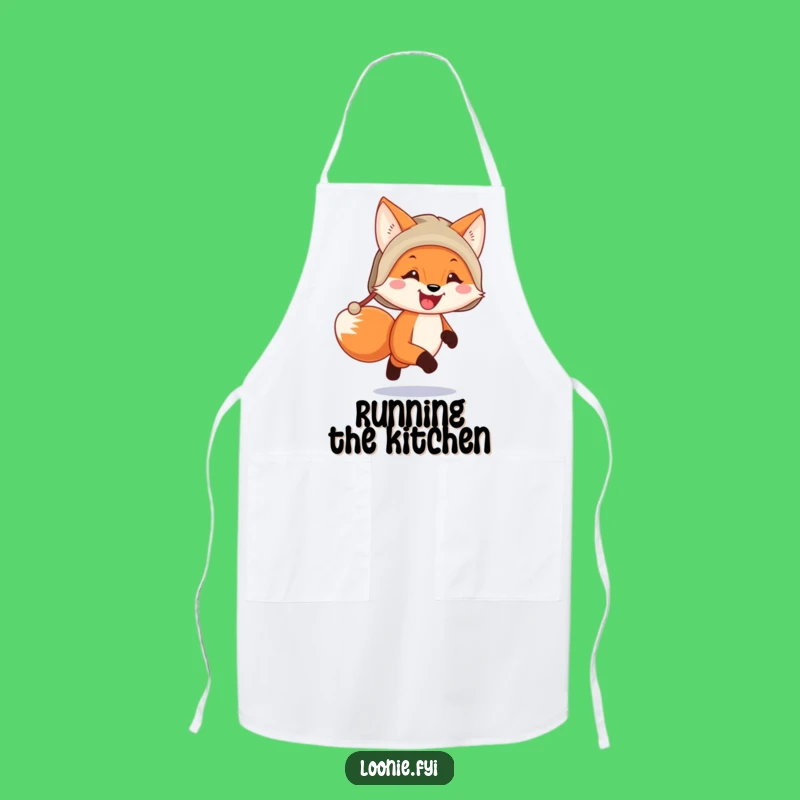 Funny Fox Trapper Hat Running Apron - Cook Up Laughs in the Kitchen