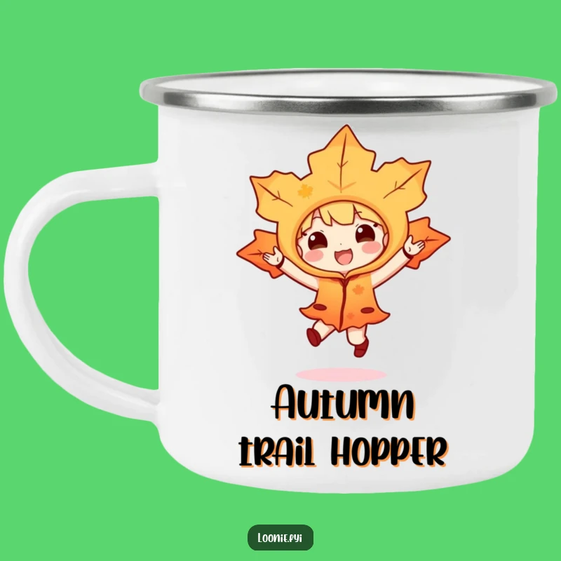 Funny Maple Leaf Camping Mug - Joyful Hop Character Outdoor Gift