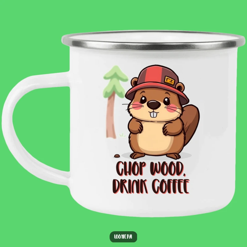 Funny Beaver Lumberjack Camping Mug: Durable Character Chopping Wood, Ideal Funny Gift