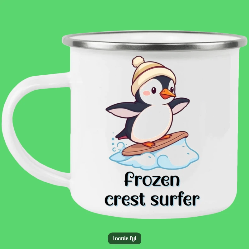 Funny Puffin Frozen Wave Camping Mug - Arctic Adventure Brew!