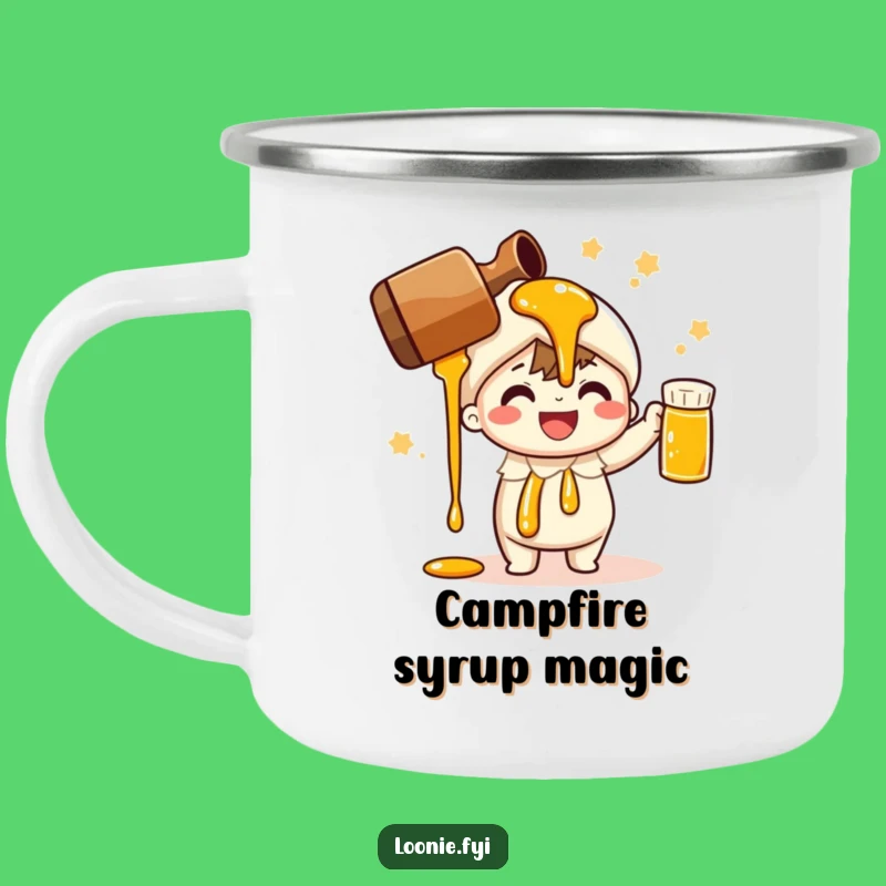 Funny Maple Syrup Camping Mug: Cheerful Character's Pour Outdoors