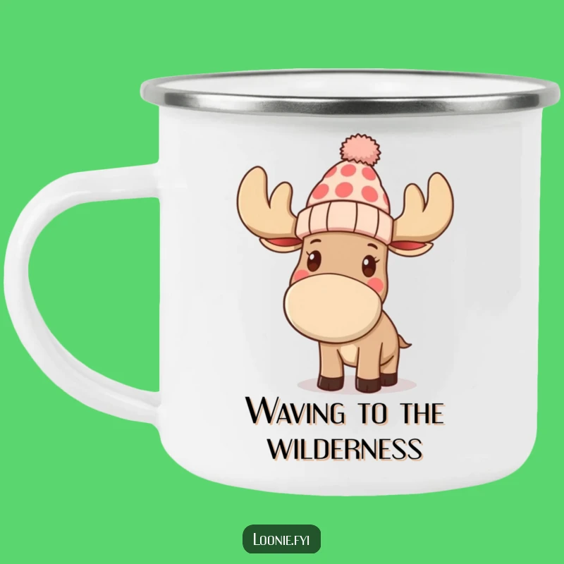 Funny Moose Toque Camping Mug: Durable Character Waving, Ideal Funny Gift