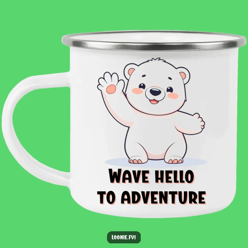 Funny Polar Bear Cub Camping Mug: Frosty Wave for Adventurous Gifts