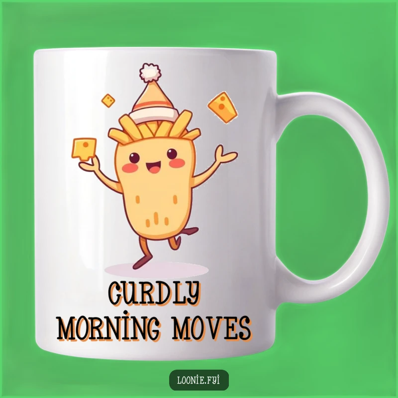 Funny Poutine Dancer Mug: Juggling Cheese Curds Creature - Perfect Canadian Funny Gift!