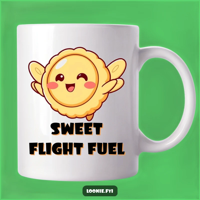 Funny Butter Tart Flying Mug - Whimsical Baked Goods Treat, Perfect Gift