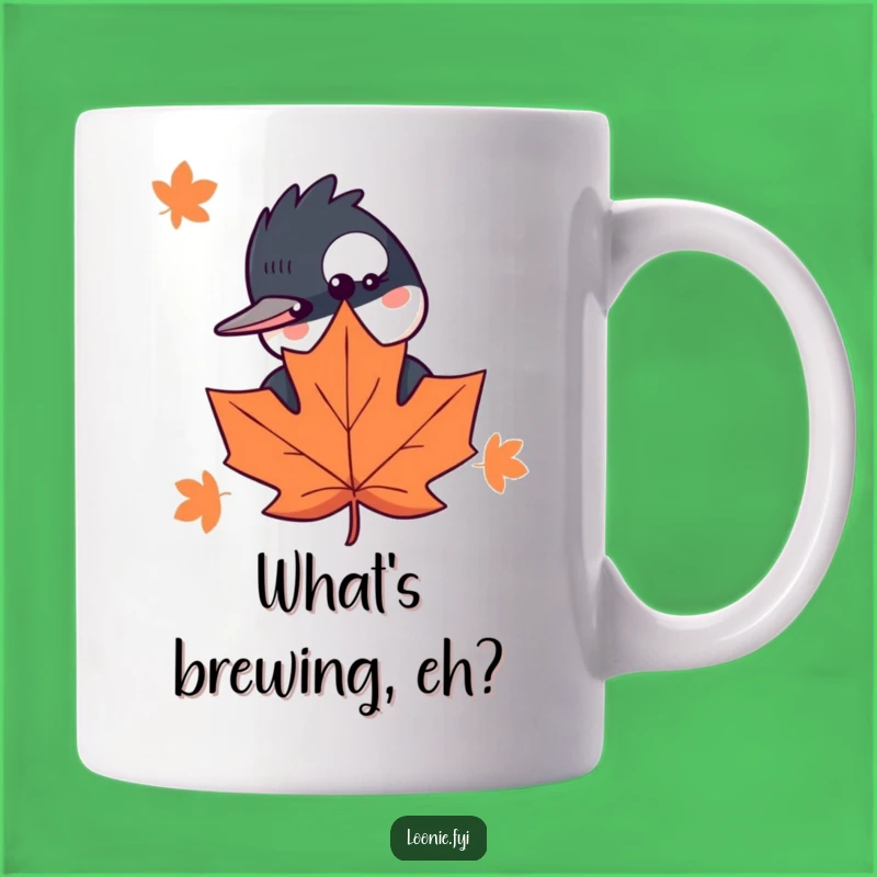 Funny Loon Maple Leaf Mug - Whimsical Nature Design, Perfect Gift for Bird Lovers