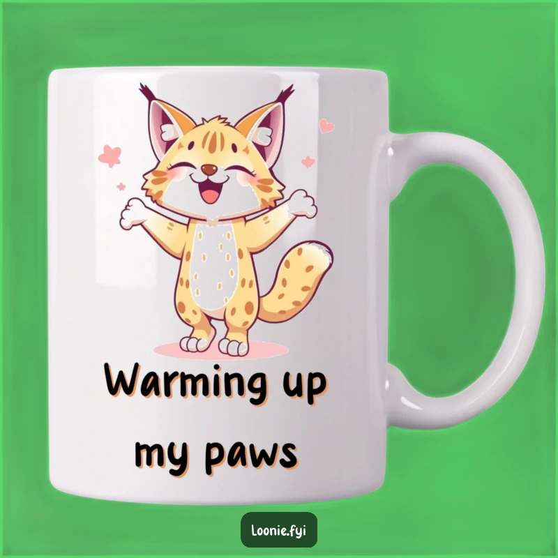 Funny Lynx Jig Mug - Joyful Animal Dance Design, Hilarious Gift for Cat Lovers