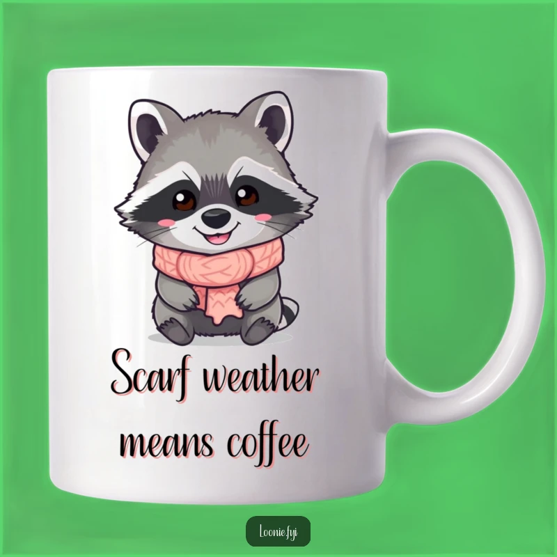 Funny Raccoon Mug: Grinning Scarf Bandit, Perfect Humorous Gift for Animal Lovers
