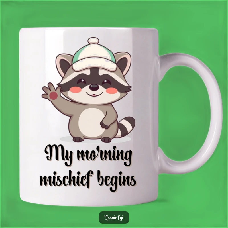 Funny Giggling Raccoon Waving Hello Mug, Your Perfect Humorous Gift Companion!