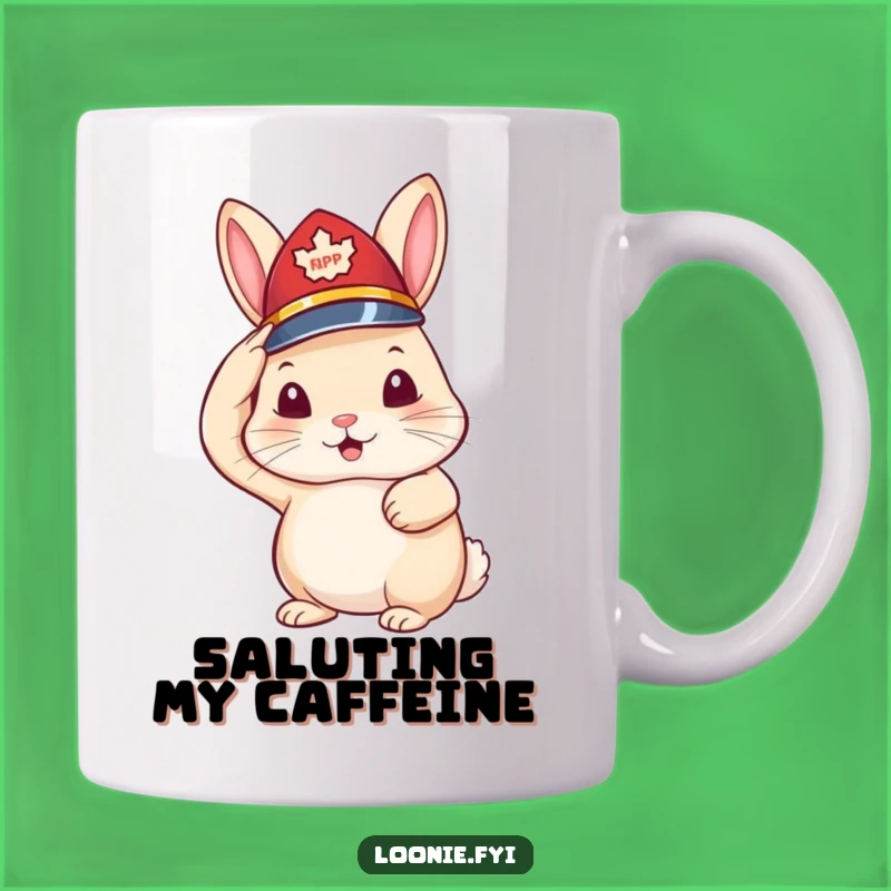 Funny Rabbit RCMP Salute Mug - Adorable & Humorous Law Enforcement Gift