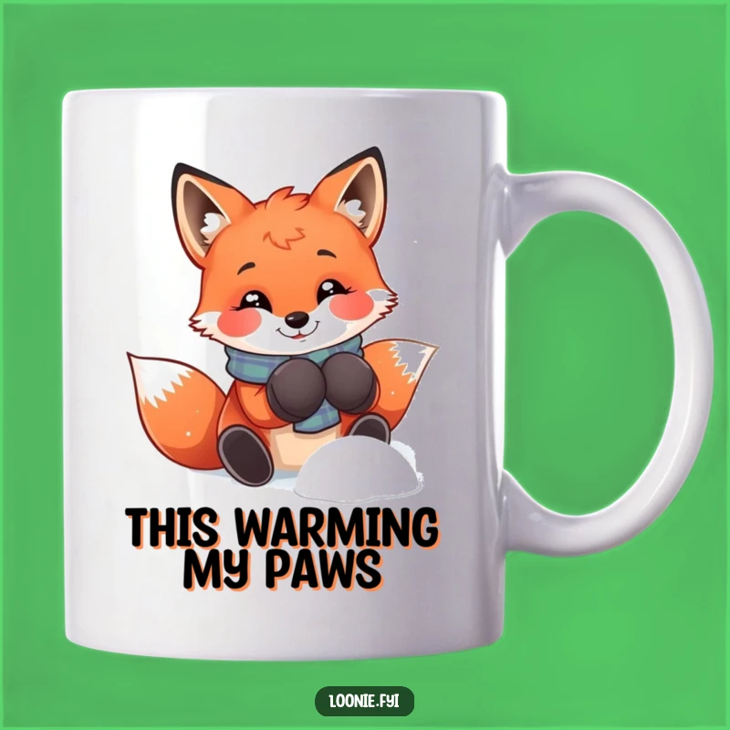 Funny Fox Mittens Mug: Playful Snow Day Humor, Perfect Gift