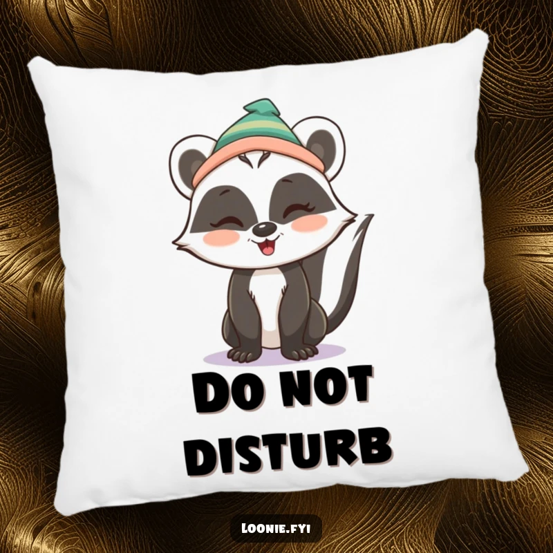 Funny Pillow: A cute skunk sporting a toque gives a charming wink, adding a touch of playful personality to your decor.