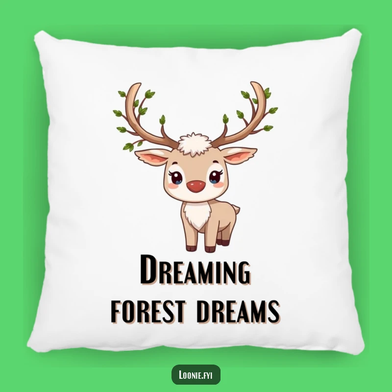 Proud Caribou Pillow - Leafy Antlers, Cozy & Funny Nature Accent