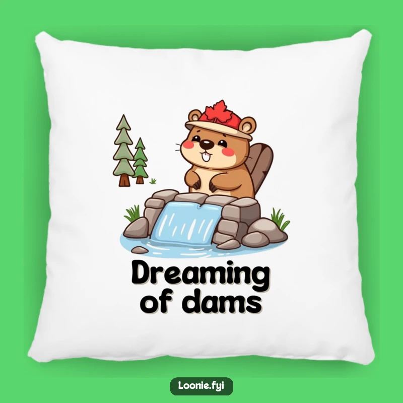 Funny Beaver Dam Pillow - Happy Character Comfort, Woodland Decor, Funny Gift