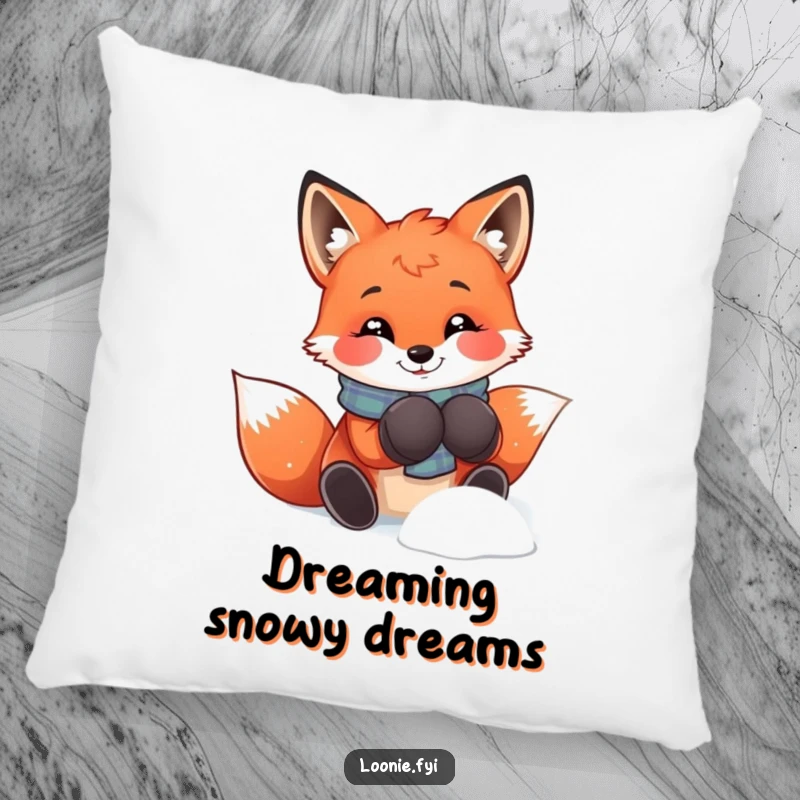Funny fox pillow with mittens, perfect for adding cozy winter charm and a touch of humor to your home.