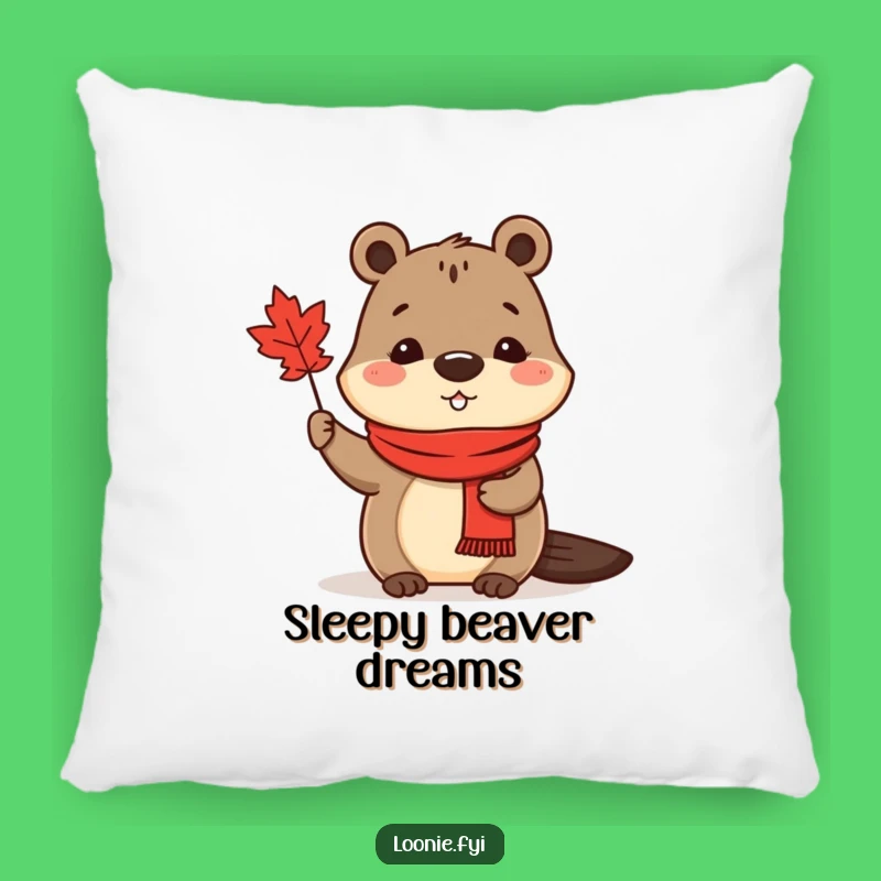 Funny Beaver Maple Leaf Pillow: Cozy comfort with Canadian charm