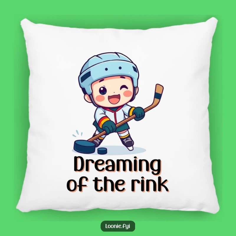 Funny Hockey Pillow: Jubilant Character's Puck Power for Cozy Comfort
