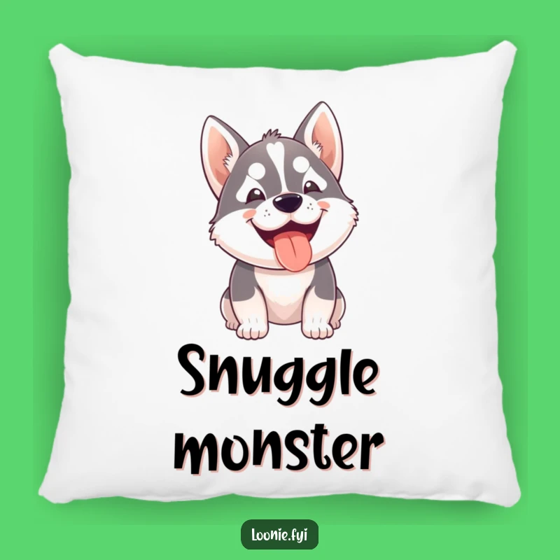 Funny Husky Grin Pillow - Cozy & Hilarious Dog Lover's Accent