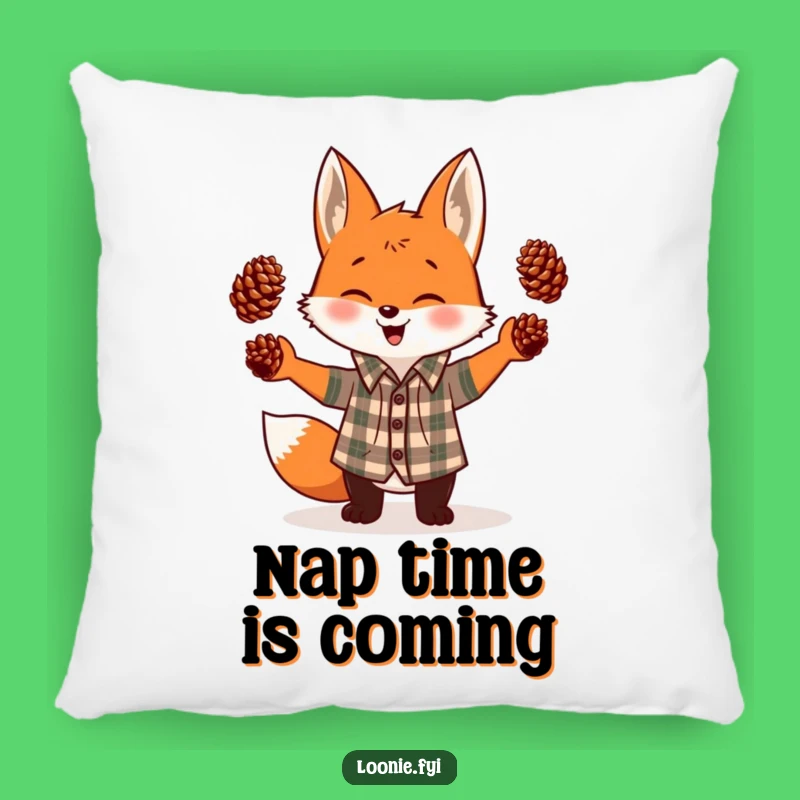 Funny Fox Juggling Pinecones Plush Pillow - Cozy & Hilarious Gift