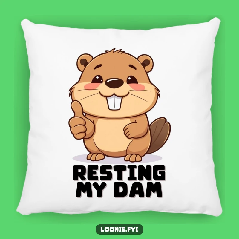 Funny Beaver Thumbs Up Pillow - Cozy Positive Cushion, Whimsical Animal Accent
