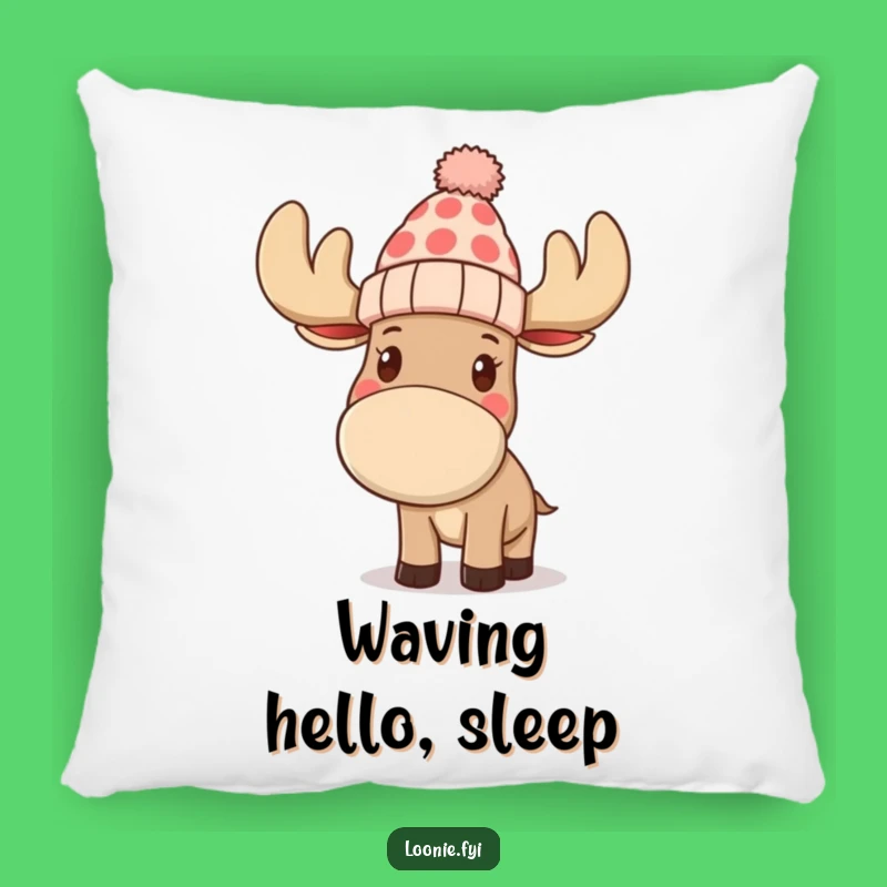 Funny Moose Toque Pillow: Soft Character Waving, Comfy Funny Gift