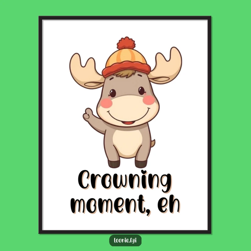 Funny Moose Toque Digital Art: Cheerful Canadian Graphic, Instant Download Funny Gift