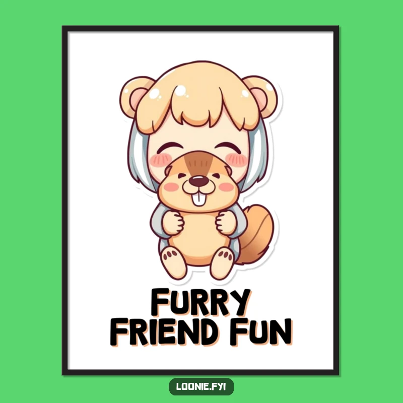 Funny Beaver Puppet Digital Print: Delighted Character's Amusement Art