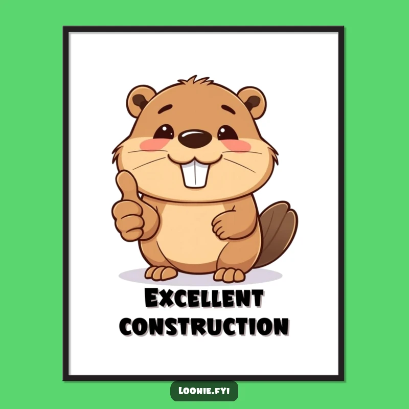 Funny Beaver Thumbs Up Digital Art - Instant Positive Print, Hilarious Builder Decor