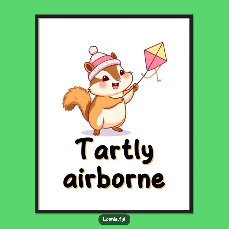 Funny Chipmunk Butter Tart Kite Digital Art: Whimsical Decor Download!