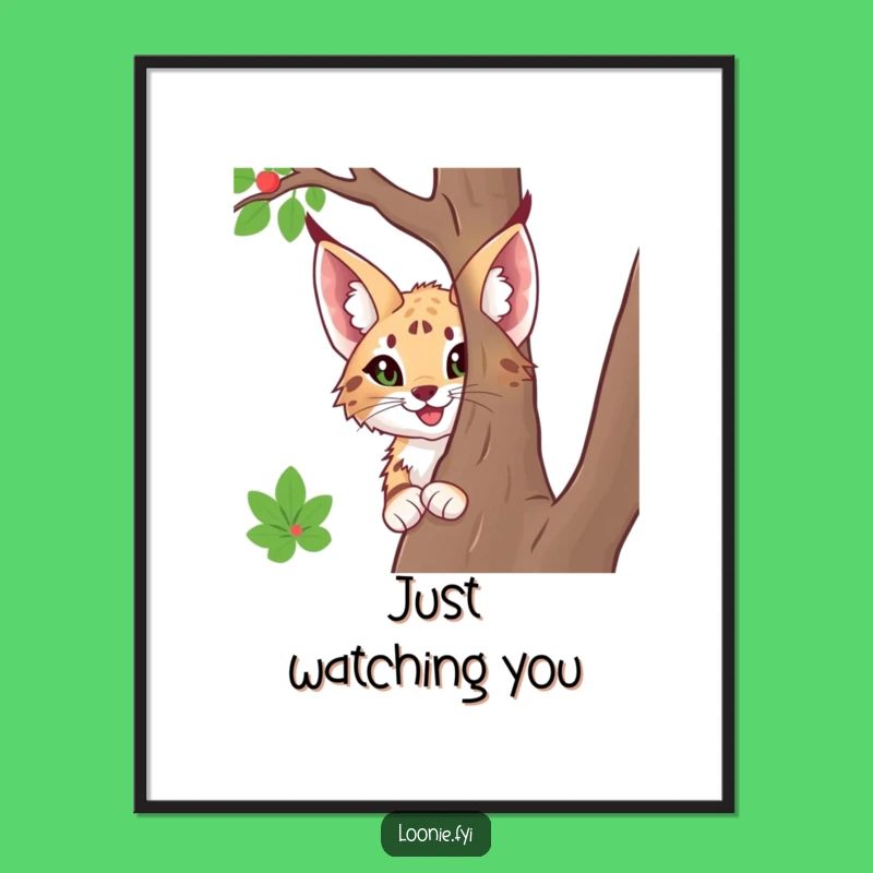 Funny Lynx Art Print, Instant Download of Woodland Curiosity!