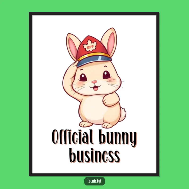 Funny Rabbit RCMP Digital Art Print - Adorable & Humorous Decor