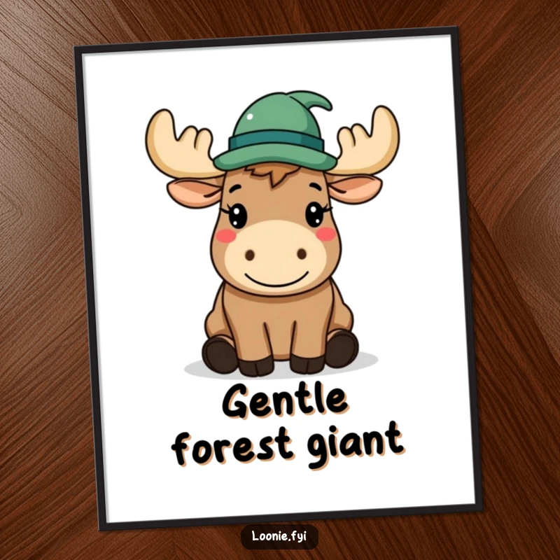 Funny Digital Art Print: A happy moose wearing a hat politely tips it, perfect for gentlemanly decor.