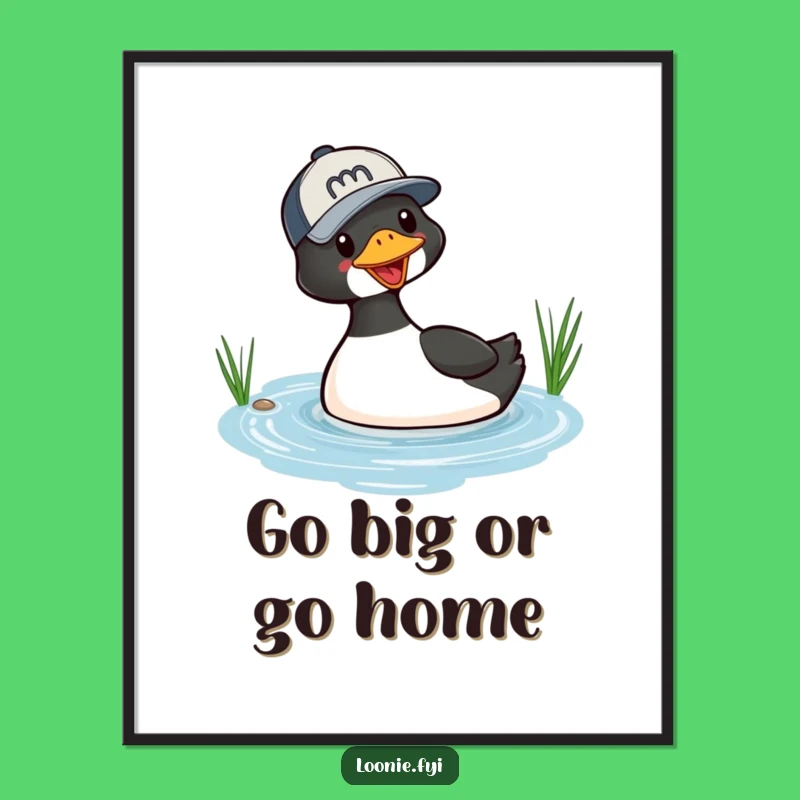 Funny Loon Diving Baseball Cap Digital Art - Instant Wildlife Humor