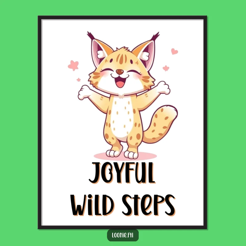 Funny Lynx Jig Digital Art - Instant Dance Print, Hilarious Feline Decor Gift