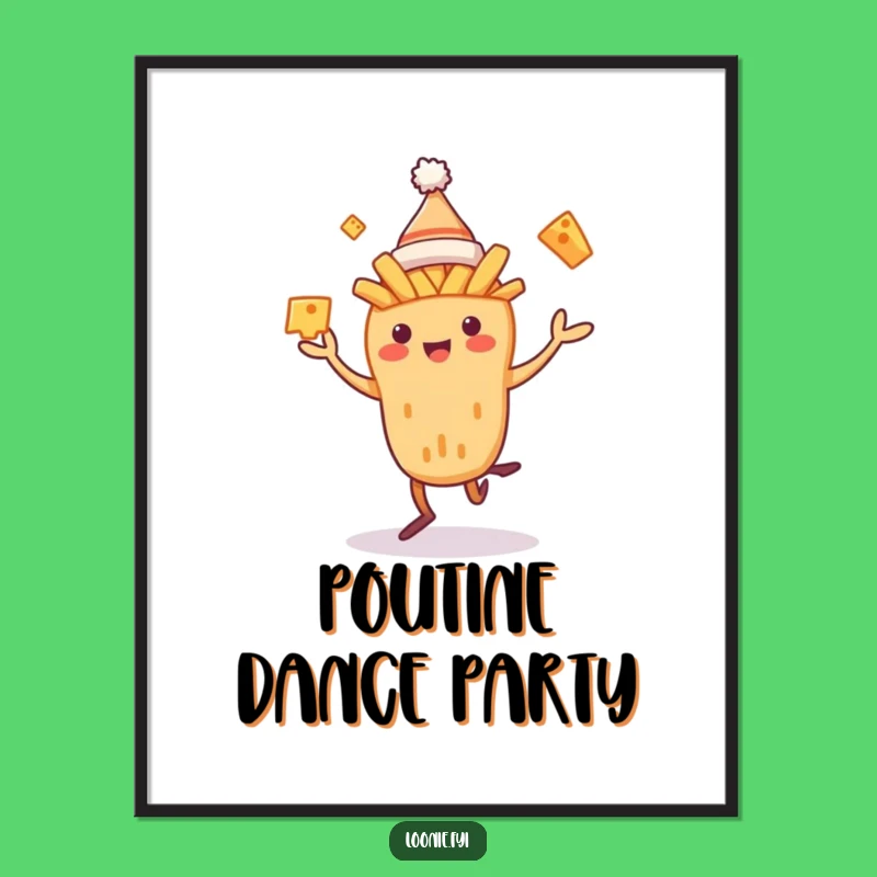 Funny Poutine Dancer Digital Art: Printable Cheese Curds Creature - Instant Funny Gift!