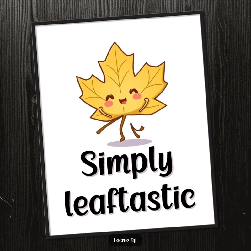 Funny digital art of a playful maple leaf character performing an energetic and joyful dance.