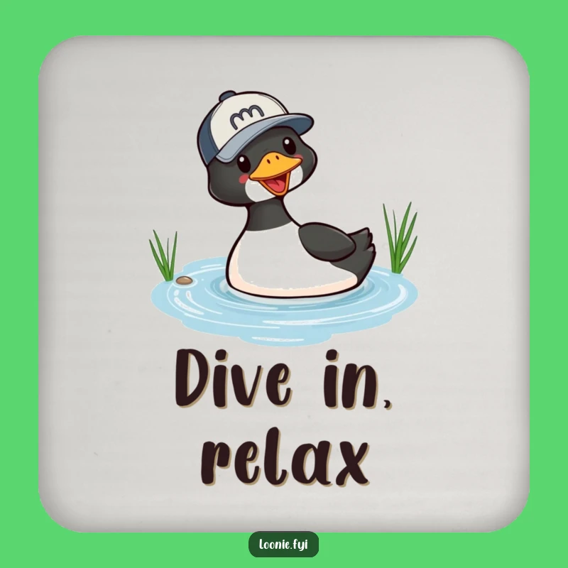Funny Loon Diving Baseball Cap Coaster - Protect Surfaces with Playfulness