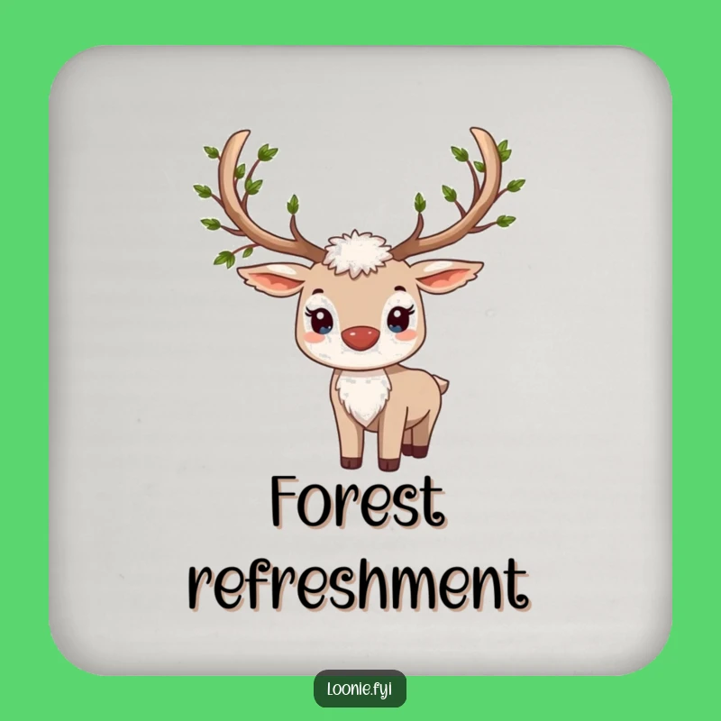 Proud Caribou Coaster - Leafy Antlers, Funny Protection for Tables