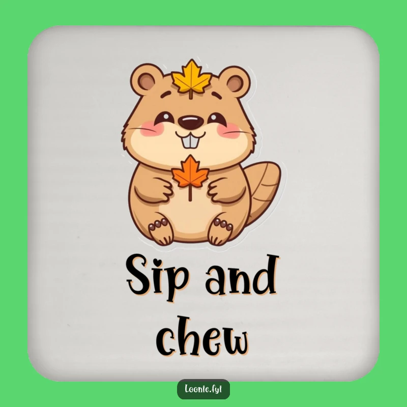 Funny Beaver Maple Leaf Coaster: Protect Surfaces With Canadian Smiles Gift