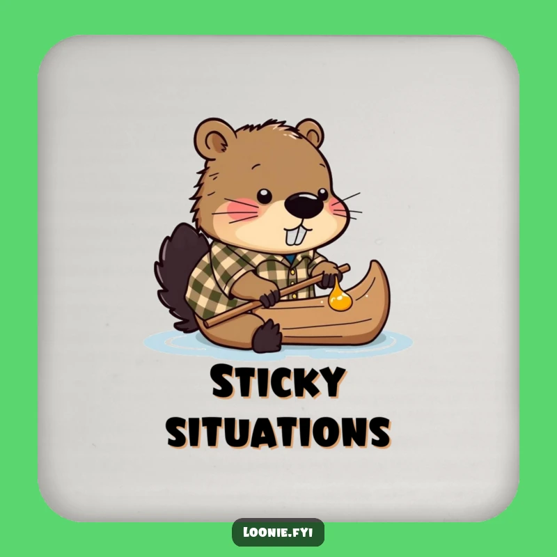 Funny Beaver Syrup Canoe Drink Coaster: Protect Surfaces with Woodland Charm