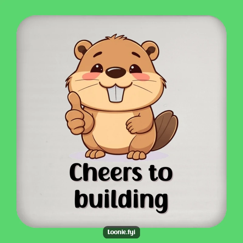 Funny Beaver Thumbs Up Drink Coaster - Protect Surfaces with Positivity, Unique Animal Gift