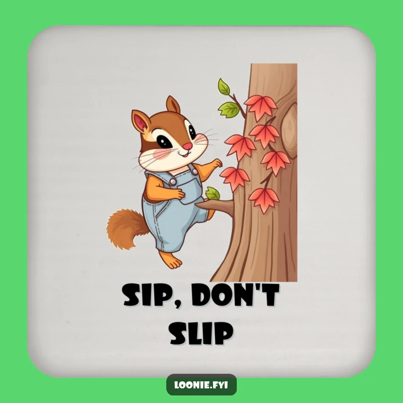 Funny Chipmunk Overalls Coaster: Protect Surfaces with Curiosity
