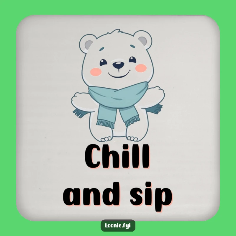 Funny Polar Bear Grinning Coasters: Protect with Arctic Charm
