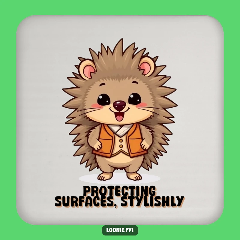 Funny Porcupine Vest Coaster: Protect Surfaces with Proud Humor