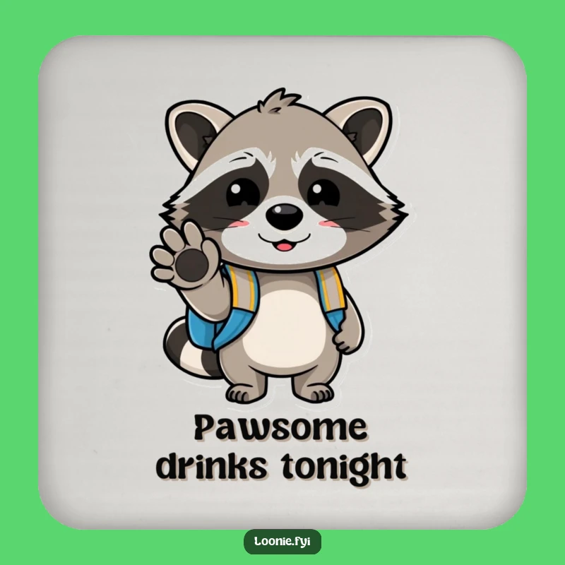 Funny Raccoon Backpack Coaster: Protect Surfaces with a Cheerful Wink