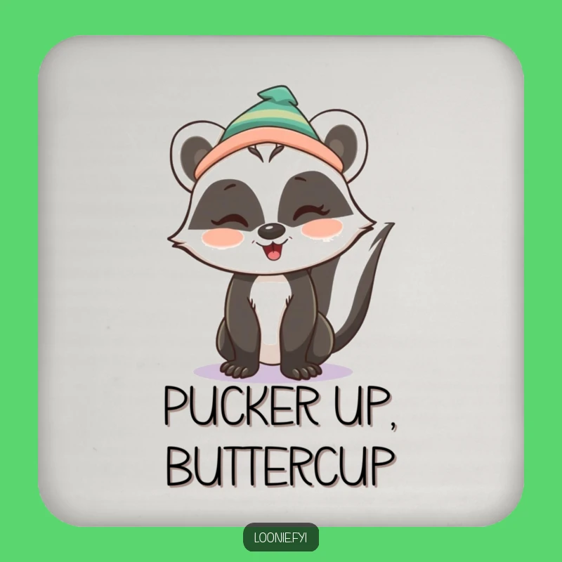 Funny Skunk Winking Toque Coaster Set: Protect with Playfulness