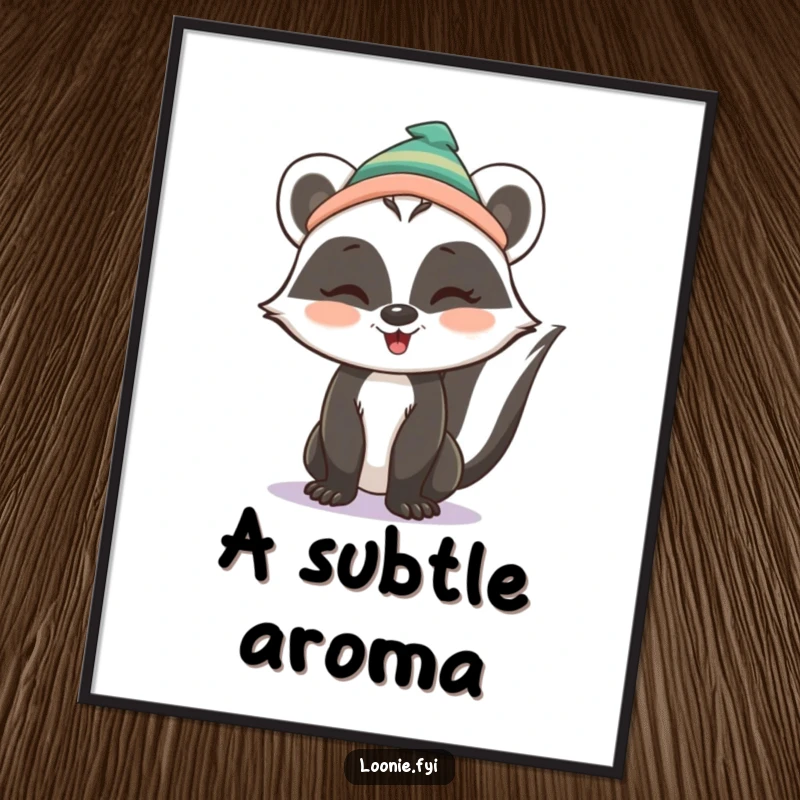 Funny Poster: A charming skunk wearing a toque offers a knowing wink, bringing a playful and mischievous vibe to any room.